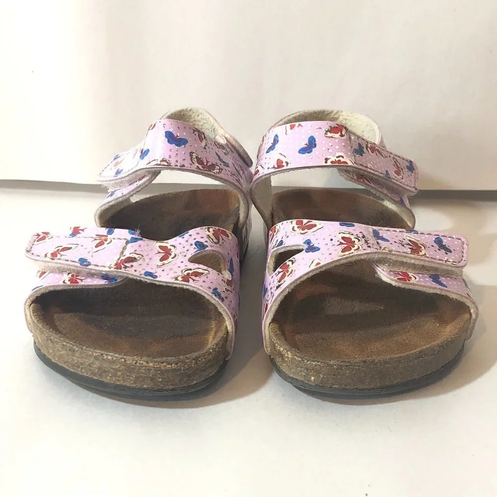 GRUNLAND JUNIOR Sandals Girls Size 7.5US/EU24 Pink Tan Butterfly Print